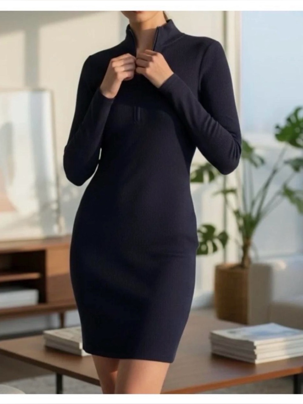 Sunday Best Black Zip-Front Knit Top - Picture 4 of 4